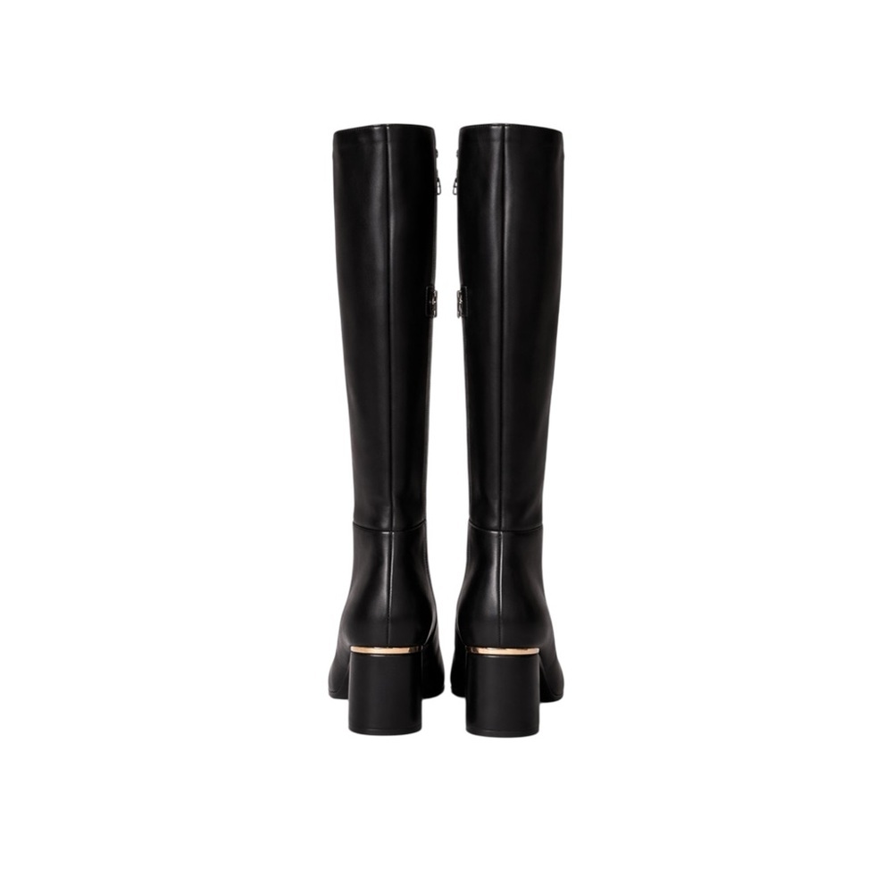 DKNY Cana Wide Calf Black Tall Boots Size 6 Block Heel Knee High NIB - Picture 3 of 8